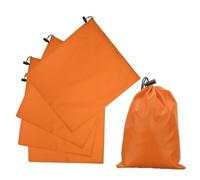 sourcing map 5Pcs 210D Polyester Drawstring Bag with Toggle, 14 x 16 Inch Waterproof Travel Storage Bag Foldable Stuff Sack Cinch Sack for Gym Travel Clothes Organizer, Orange