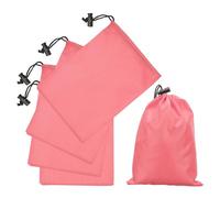 sourcing map 5Pcs 210D Polyester Drawstring Bag with Toggle, 14 x 16 Inch Waterproof Travel Storage Bag Foldable Stuff Sack Cinch Sack for Gym Travel Clothes Organizer, Pink