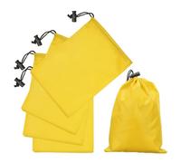 sourcing map 5Pcs 210D Polyester Drawstring Bag with Toggle, 14 x 16 Inch Waterproof Travel Storage Bag Foldable Stuff Sack Cinch Sack for Gym Travel Clothes Organizer, Yellow