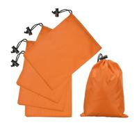 sourcing map 5Pcs 210D Polyester Drawstring Bag with Toggle, 6 x 8 Inch Waterproof Travel Storage Bag Foldable Stuff Sack Cinch Sack for Gym Travel Clothes Organizer, Orange