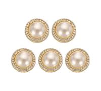 sourcing map 5pcs 24L Gold Faux Pearl Buttons 15mm 5/8" Plastic Round Sewing Button Replacement Craft Fastener for Coats Clothing DIY Decoration Crafts #3
