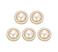 sourcing map 5pcs 24L Gold Faux Pearl Buttons 15mm 5/8" Plastic Round Sewing Button Replacement Craft Fastener for Coats Clothing DIY Decoration Crafts #2