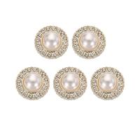 sourcing map 5pcs 24L Gold Faux Pearl Buttons 15mm 5/8" Plastic Round Sewing Button Replacement Craft Fastener for Coats Clothing DIY Decoration Crafts #7