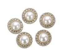 sourcing map 5pcs 24L Pearl Gold Metal Sewing Buttons 15mm 5/8" Round Women Coat Buttons with Plastic Shank Replacement DIY Button for Sewing Clothing Sweater Decoration Craft, #8