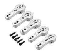 sourcing map 5PCS 25T Aluminum Servo Horns M3 Threads Metal Steering Arm for RC Airplane - Silver Tone