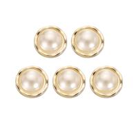 sourcing map 5pcs 28L Gold Faux Pearl Buttons 18mm 23/32" Plastic Round Sewing Button Replacement Craft Fastener for Coats Clothing DIY Decoration Crafts #10