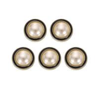 sourcing map 5pcs 28L Gold Faux Pearl Buttons 18mm 23/32" Plastic Round Sewing Button Replacement Craft Fastener for Coats Clothing DIY Decoration Crafts #1