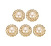 sourcing map 5pcs 28L Gold Faux Pearl Buttons 18mm 23/32" Plastic Round Sewing Button Replacement Craft Fastener for Coats Clothing DIY Decoration Crafts #4