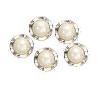 sourcing map 5pcs 28L Gold White Faux Pearl Buttons 18mm 23/32" Dia 0.51" Thick Plastic Round Sewing Button Replacement Craft Fastener for DIY Crafts Style L