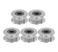 sourcing map 5pcs 2GT Idler Pulley 20 Teeth 5mm Bore 18mm Dia. Aluminum Timing Belt for 6mm Width Belt 3D Printer CNC Machine Accessories, Silver Tone