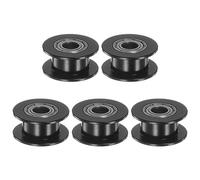sourcing map 5pcs 2GT Idler Pulley 5mm Bore 18mm Dia. Aluminum Timing Belt Toothless for 6mm Width Belt 3D Printer CNC Machine Accessories, Black