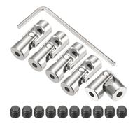 sourcing map 5Pcs 3.17mm to 4mm ID Steering Universal Joint Shaft Coupling,L23XD9 Metal 45°Degree Rotatable Joints Coupler with Screws Wrench Set for Model Car Ship Drive Shaft Motor Connection