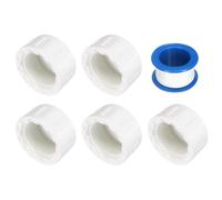 sourcing map 5Pcs 3/4 Inch PT Female Thread PVC Pipe Fitting Cap, Cleanout Water Drain End Caps, Pipe Plug Socket Fittings with Tape for Water Heater Supply Lines, Plumbing, White