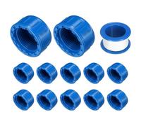 sourcing map 5Pcs 3/4 Inch PT Female Thread PVC Pipe Fitting Cap, Cleanout Water Drain End Caps, Pipe Plug Socket Fittings with Tape for Water Heater Supply Lines, Plumbing, Blue