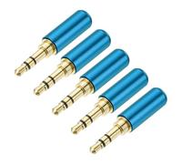 sourcing map 5Pcs 3.5mm Replacement Repair Plug Jack, 3 Pole Metal Stereo Male Plug 3.5mm Solder DIY Audio Cable Connector for Headphone Earphone Microphone Cable Repair, Blue