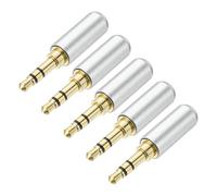 sourcing map 5Pcs 3.5mm Replacement Repair Plug Jack, 3 Pole Metal Stereo Male Plug 3.5mm Solder DIY Audio Cable Connector for Headphone Earphone Microphone Cable Repair, Silver Tone