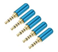 sourcing map 5Pcs 3.5mm Replacement Repair Plug Jack, 4 Pole Metal Stereo Male Plug 3.5mm Solder DIY Audio Cable Connector for Headphone Earphone Microphone Cable Repair, Blue