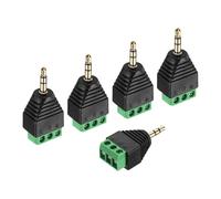 sourcing map 5Pcs 3.5mm TS Mono Male Plug to 3 Pin Screw Terminal Block, Gold Plated Solderless AUX Headphone Balun Converter Adapter for Headphone Headset Earphone Replacement