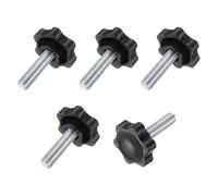 sourcing map 5Pcs 3/8"-16 Star Knobs, 1.4" Threaded Stud Plastic Male Clamping Knob Screw Hand Tightening Replacement Knob for Industrial Furniture Tools Jigs Clamps, Black