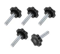sourcing map 5Pcs 3/8"-16 Star Knobs, 1.7" Threaded Stud Plastic Male Clamping Knob Screw Hand Tightening Replacement Knob for Industrial Furniture Tools Jigs Clamps, Black