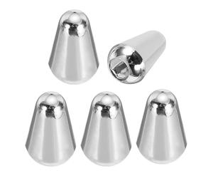 sourcing map 5Pcs 3 Way 5 Way Guitar Toggle Switch Tip, Plastic Push-in Slotted 3.7mm/0.15" Toggle Pickup Switch Knob Tip for SQ ST Electric Guitar Replacement Parts, Silver