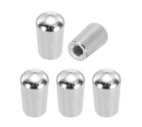 sourcing map 5Pcs 3 Way Guitar Toggle Switch Tip, M4 Brass Threaded Toggle Pickup Switch Knob Tip for LP Electric Guitar Replacement Parts, Silver