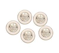 sourcing map 5pcs 34L Gold White Faux Pearl Buttons 21mm 7/8" Dia 0.38" Thick Plastic Round Sewing Button Replacement Craft Fastener for DIY Crafts Style W