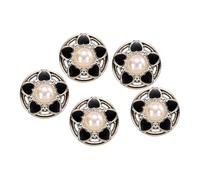 sourcing map 5pcs 34L Gold White Faux Pearl Buttons 21mm 7/8" Dia 0.43" Thick Plastic Round Sewing Button Replacement Craft Fastener for DIY Crafts Style V