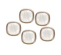 sourcing map 5pcs 34L Gold White Faux Pearl Buttons 21mm 7/8" Dia 0.45" Thick Plastic Round Sewing Button Replacement Craft Fastener for DIY Crafts Style G