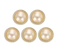 sourcing map 5pcs 35L Gold White Faux Pearl Buttons 22mm 7/8" Plastic Round Sewing Button Replacement Craft Fastener for Coats Clothing DIY Decoration Crafts #3