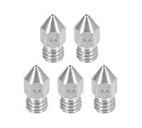 sourcing map 5pcs 3D Printer Nozzle,Stainless Steel Nozzle 0.4mm,Extruder Print Head M6