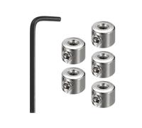 sourcing map 5pcs 3mm Drill Stop Collar Set Depth Stop, Adjustable High Speed Steel Drilling Limit Ring, Nickel Coated Surface Dowel Shaft Chuck Positioner with Hex Wrench Silver