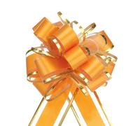 sourcing map 5pcs 4 Inch Large Big Pull Bow with Gold Edge, Organza Car Gift Wrapping Bows Ribbon for Wedding Car Baskets Presents Christmas Bow, Light Orange
