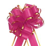 sourcing map 5pcs 4 Inch Large Big Pull Bow with Gold Edge Rose Red