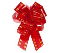 sourcing map 5pcs 4 Inch Large Pull Bow Metallic Red Gift Wrapping Bows with Gold Edge for Wedding Baskets Presents Christmas