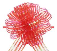 sourcing map 5pcs 4 Inch Organza Large Pull Bow Metallic Gift Wrapping Bows Ribbon Chiffon Yarn Red for Wedding Baskets Presents Christmas Valentine's Day