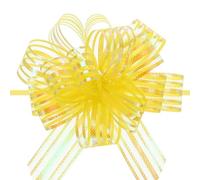 sourcing map 5pcs 4 Inch Organza Large Pull Bow Metallic Gift Wrapping Bows Ribbon Chiffon Yarn Yellow for Wedding Baskets Presents Christmas Valentine's Day