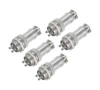 sourcing map 5Pcs 4 Pin GX16 Aviation Connector 250V 15A 16mm Socket Metal Circular Plug Connector with Male Female Plug for Trailers, Drones, Industrial Equipment, Silver
