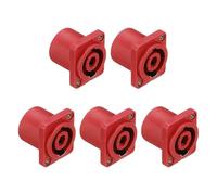 sourcing map 5pcs 4 Pole Speaker Jack Twist Lock, NL4 Connector 1 Inch XLR Speaker Female Panel Mount Audio Microphone Plug Socket for NL4 Series, Red