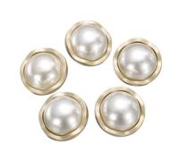 sourcing map 5pcs 40L Pearl Gold Metal Sewing Buttons 25mm 1" Round Women Coat Buttons with Plastic Shank Replacement DIY Button for Sewing Clothing Sweater Decoration Craft, #9