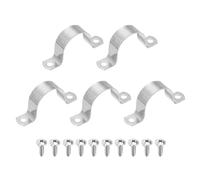 sourcing map 5Pcs 40mm(1-9/16") Two Hole Rigid Pipe Strap, 304 Stainless Steel Conduit Clamp Thicken U Bracket Heavy Duty Pipe Clamp with Self-Tapping Screws for Fixing Tube Cable, Silver