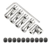 sourcing map 5Pcs 4mm to 4mm ID Steering Universal Joint Shaft Coupling,L23XD9 Metal 45°Degree Rotatable Joints Coupler with Screws Wrench Set for Model Car Ship Drive Shaft Motor Connection