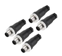 sourcing map 5Pcs 5 Pin M12 Male Aviation Connector Wire Plug A Coding 12mm Circular Sensor Connector Waterproof IP67 for Cable