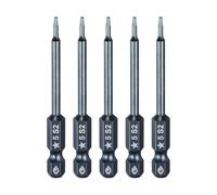 sourcing map 5pcs 5-Point Torx Screwdriver Bit 1/4" Hex Shank 5mm Magnetic Head 2.6" Length S2 Steel Pentagon Star Screw Driver Bit for Repair Work Electric Screwdriver, Blue