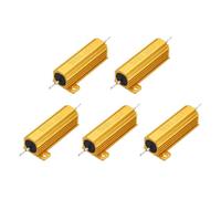 sourcing map 5pcs 50W 0.1 Ohm 5% Aluminum Housing Case Resistor, Wirewound Resistors Screw Tap Chassis Mounted, Gold