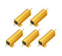 sourcing map 5pcs 50W 0.5 Ohm 5% Aluminum Housing Case Resistor, Wirewound Resistors Screw Tap Chassis Mounted, Gold