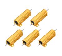 sourcing map 5pcs 50W 10K Ohm 5% Aluminum Housing Case Resistor, Wirewound Resistors Screw Tap Chassis Mounted, Gold