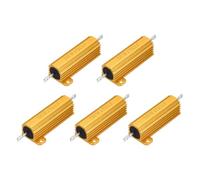 sourcing map 5pcs 50W 15 Ohm 5% Aluminum Housing Case Resistor, Wirewound Resistors Screw Tap Chassis Mounted, Gold