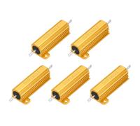 sourcing map 5pcs 50W 16 Ohm 5% Aluminum Housing Case Resistor, Wirewound Resistors Screw Tap Chassis Mounted, Gold