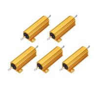 sourcing map 5pcs 50W 18 Ohm 5% Aluminum Housing Case Resistor, Wirewound Resistors Screw Tap Chassis Mounted, Gold